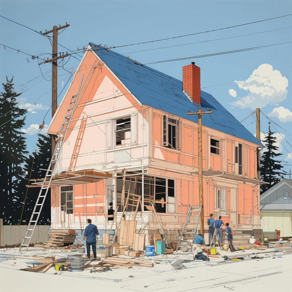 house, illustration, handwerker