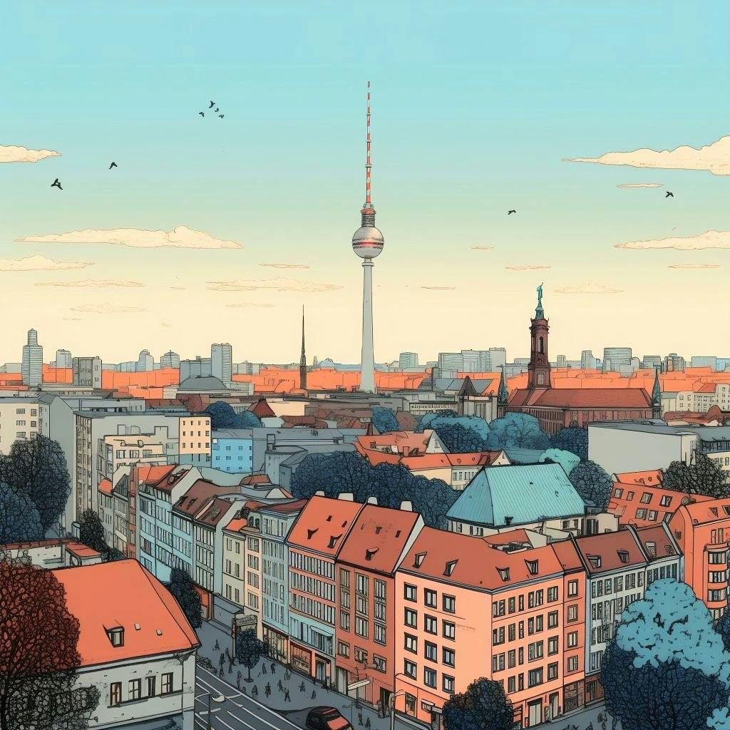 Berliner Skyline am frühen Morgen